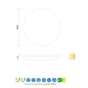 Plafoniera LED Zero II - Diametro cm. 33, Calda (3000K)