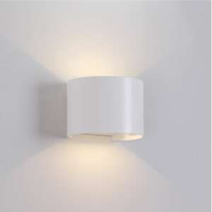 Applique 12W LED circolare per esterni Davos IP54 - Bianco sabbiato, Calda (3000K)