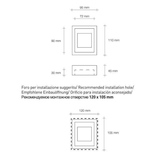 Applique quadrata ad incasso segnapassi Atena - immagine 4