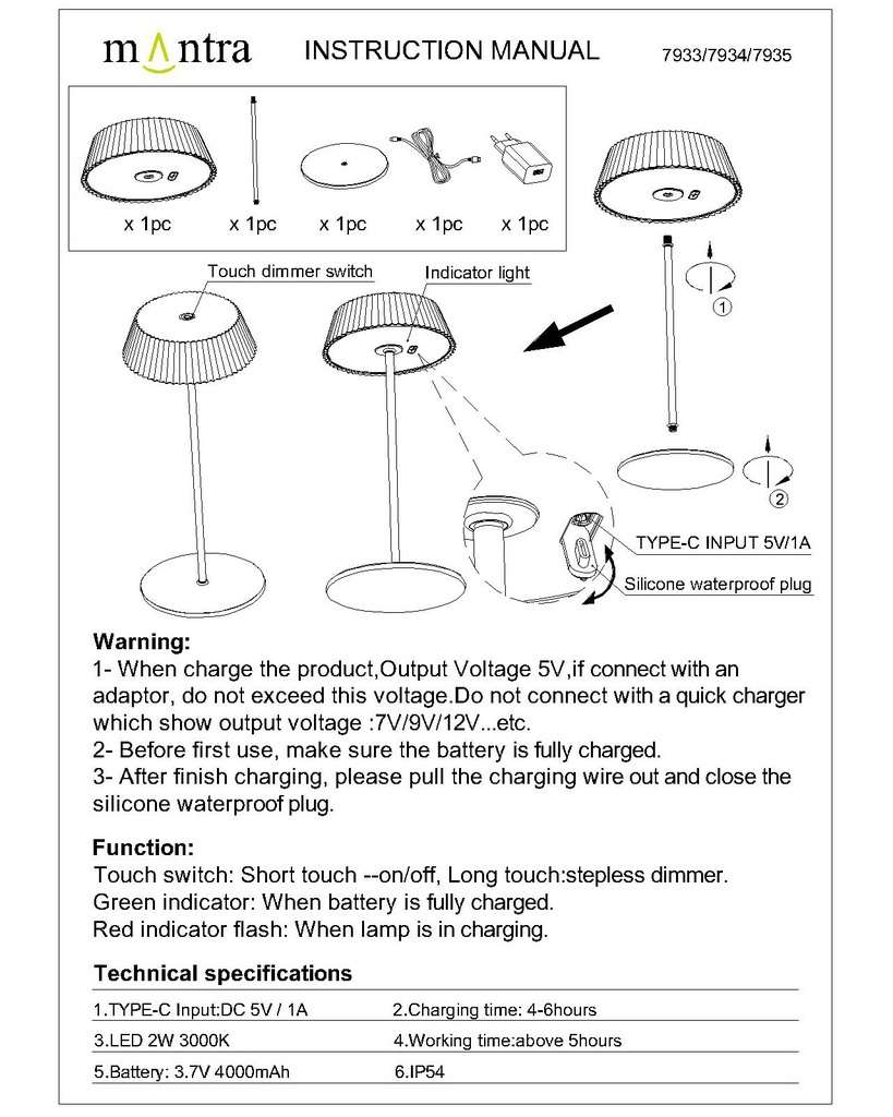 Lampada da tavolo ricaricabile Relax IP54 - immagine 6