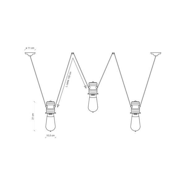 Sospensione Retro' 3 luci Urban - immagine 4
