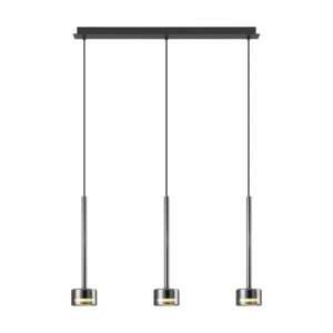 Sospensione lineare 3 luci vetro Tonic - Cromo