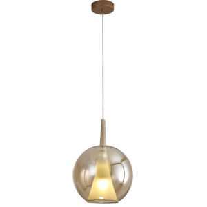 Sospensione vetro 1 luce ELSA - Bronzo, Diametro cm. 25