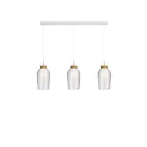 Sospensione lineare 3 Luci NORA - Bianco+Legno