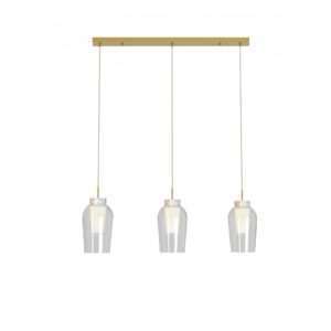 Sospensione lineare 3 Luci NORA - Oro+Marmo