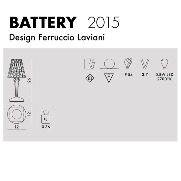 Lampada ricaricabile senza fili Battery Kartell - immagine 17