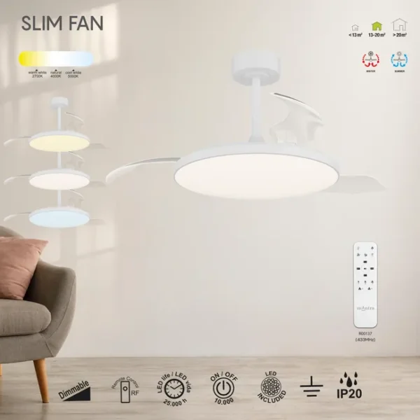 Ventilatore da soffitto con luce led SLIM FAN - immagine 6