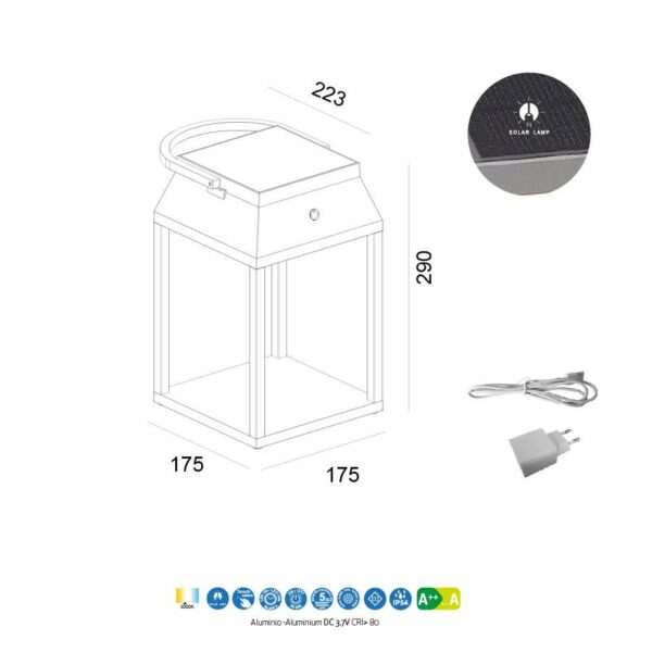 Lanterna pannello solare led Sapporo IP54 - immagine 5