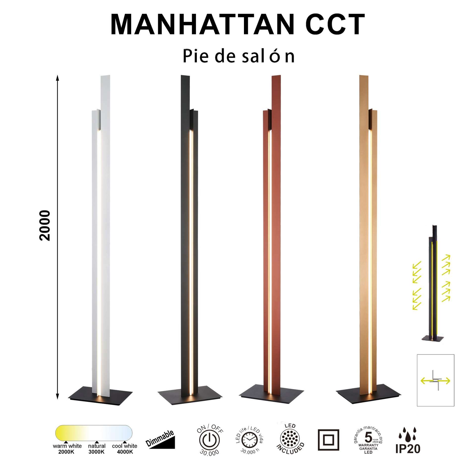 Lampada da terra MANHATTAN led CCT 48W - immagine 6