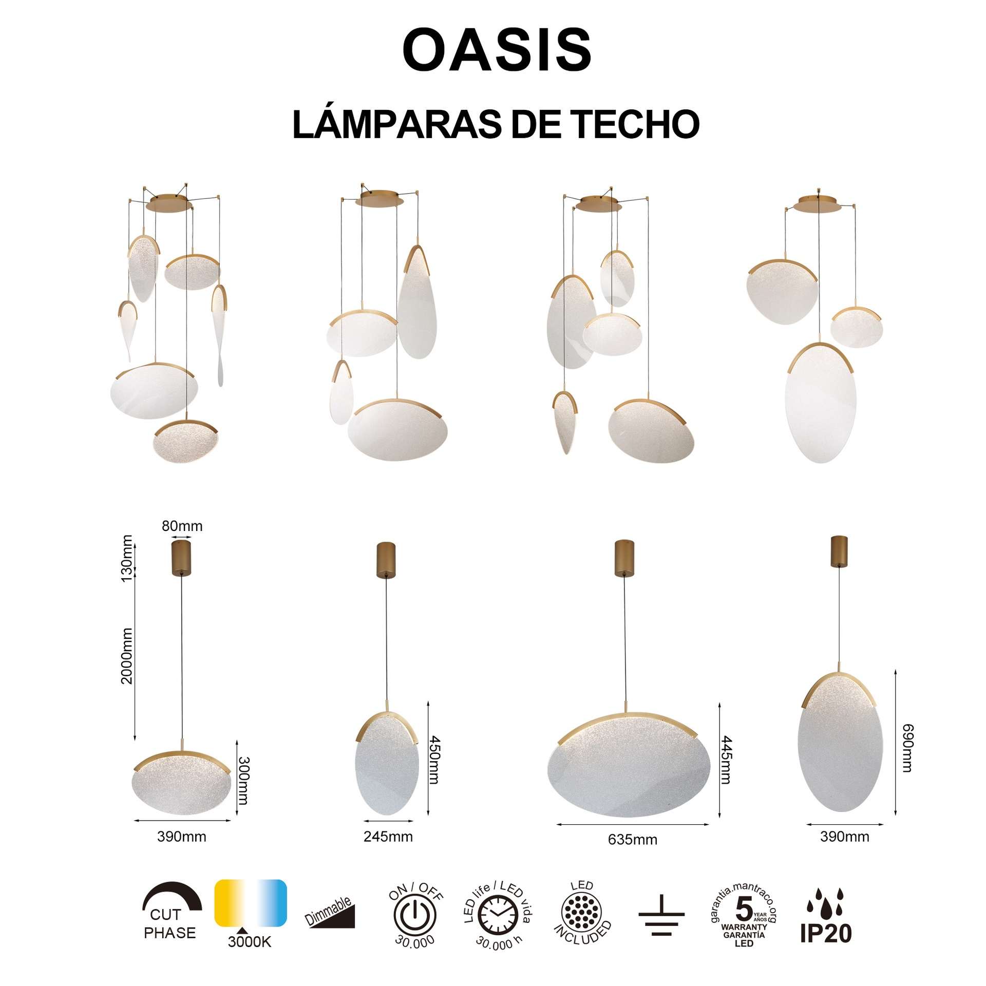 Sospensione 4 luci OASIS led 54W - immagine 3