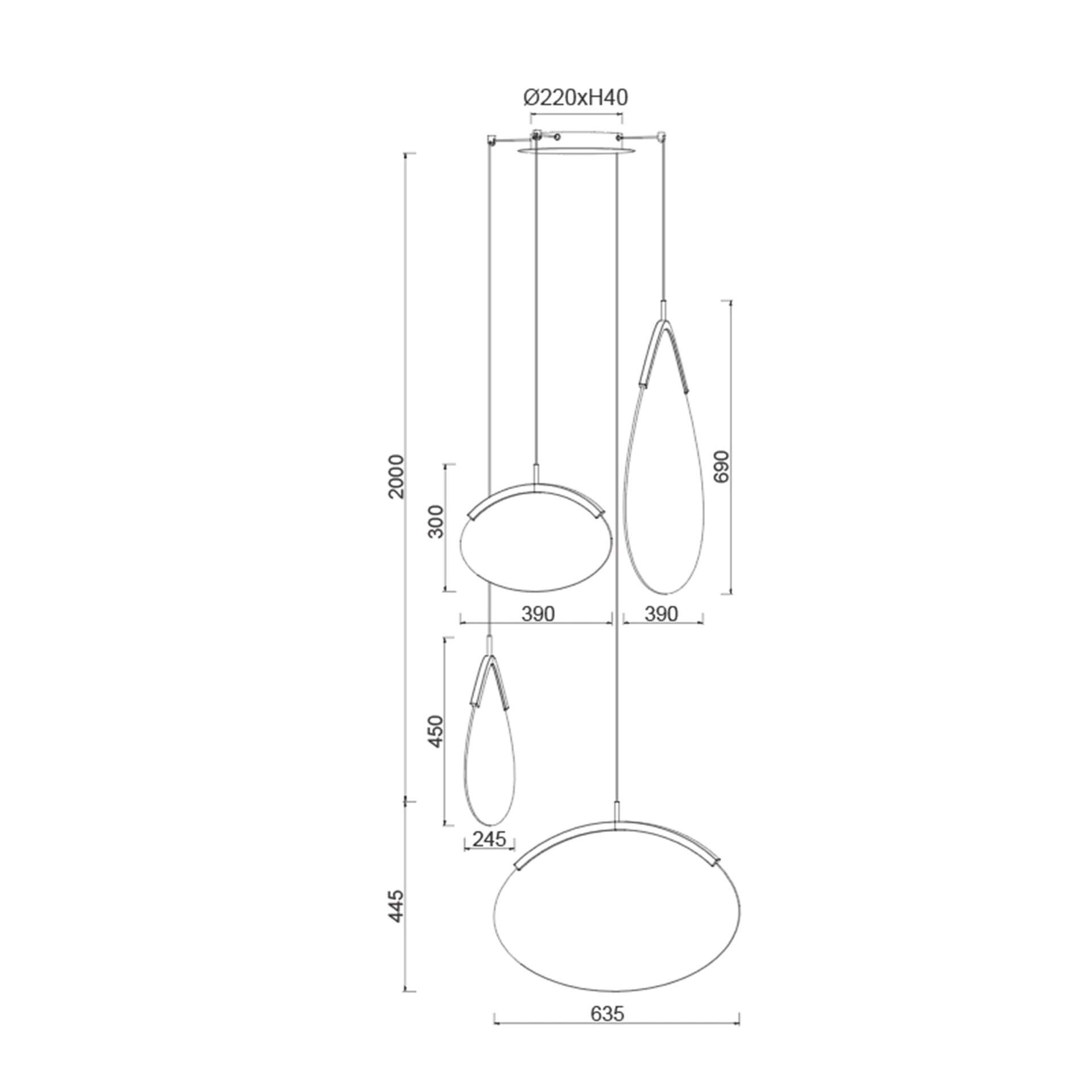 Sospensione 4 luci OASIS led 54W - immagine 7