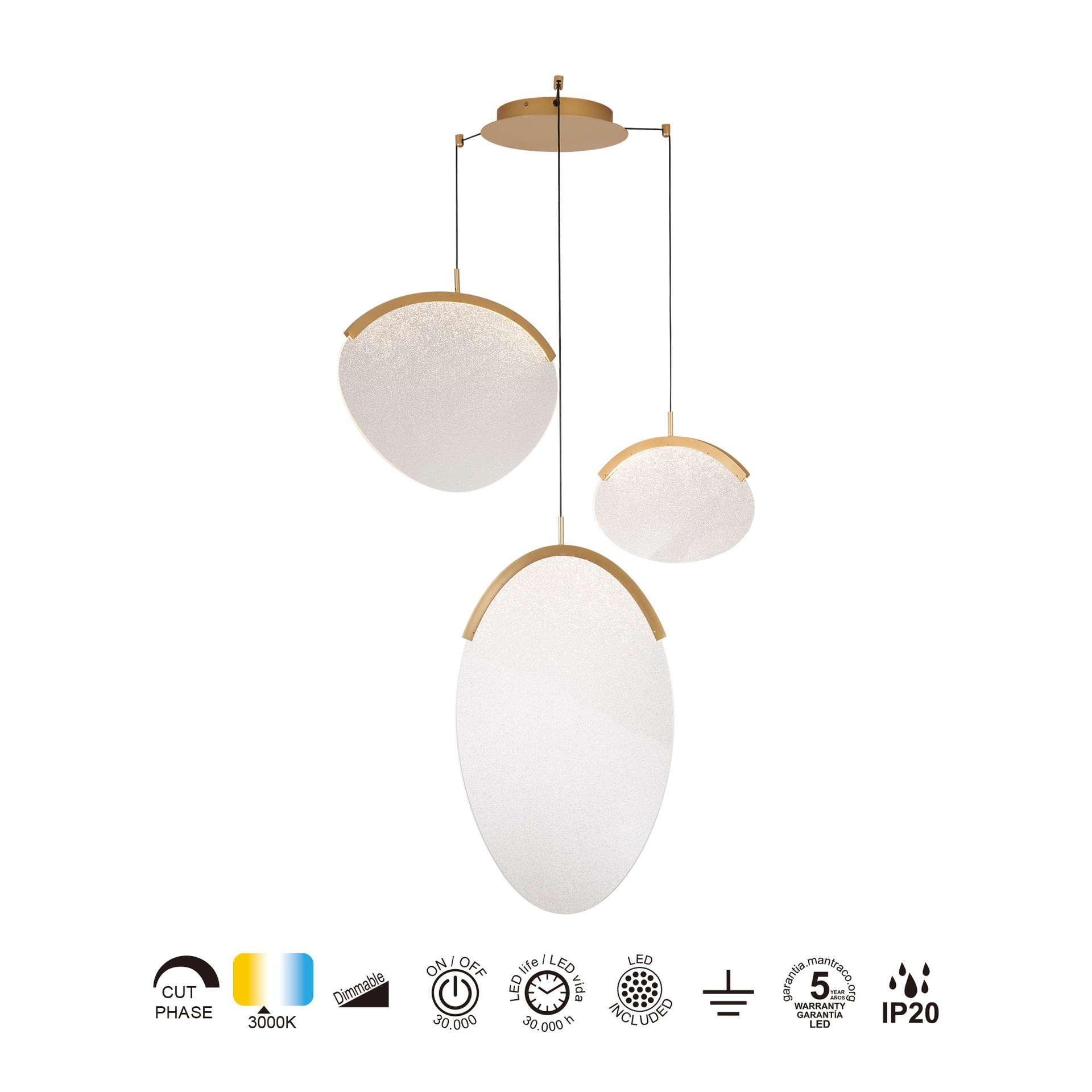 Sospensione 3 luci OASIS led 40W - immagine 6