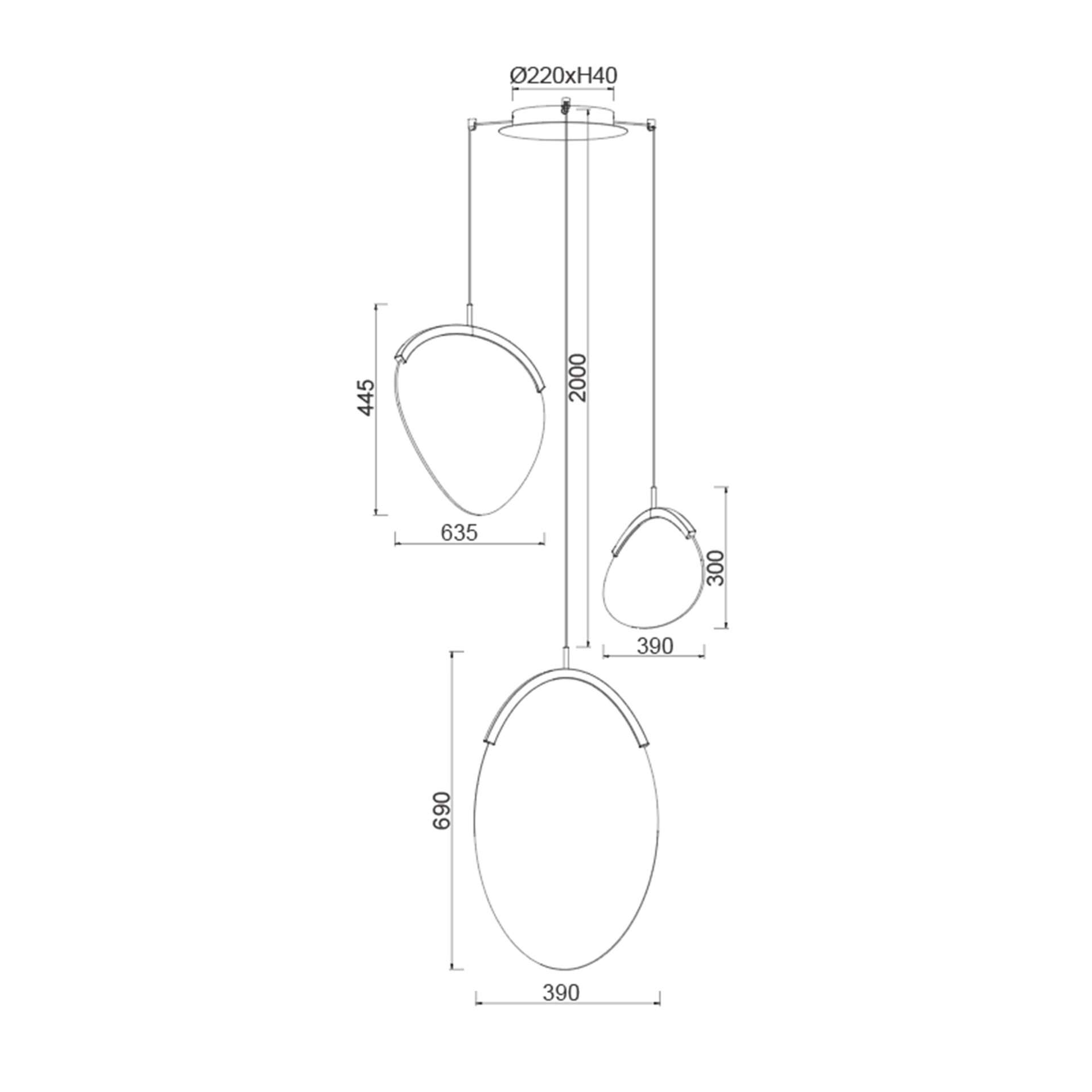 Sospensione 3 luci OASIS led 40W - immagine 7
