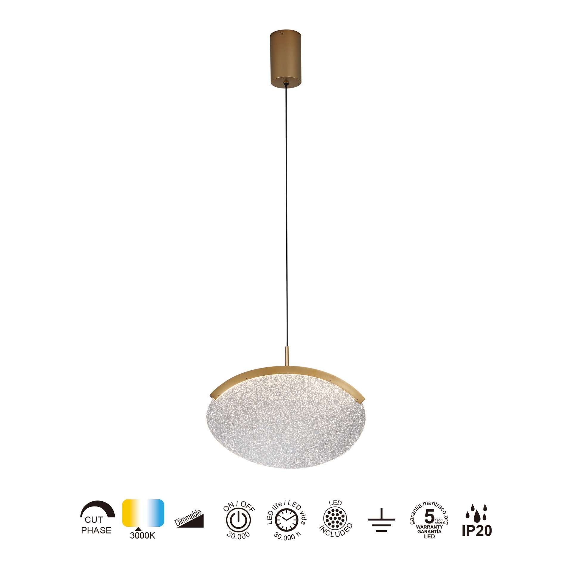 Sospensione 1 luce OASIS ovale orizzontale - immagine 3