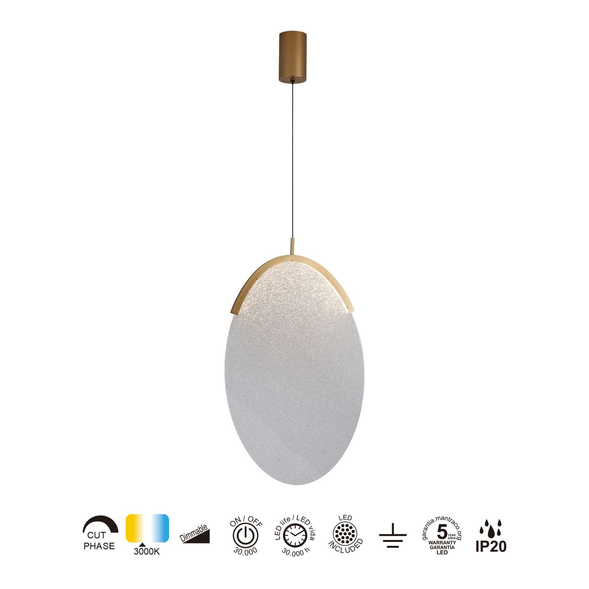 Sospensione 1 luce OASIS ovale verticale - immagine 6