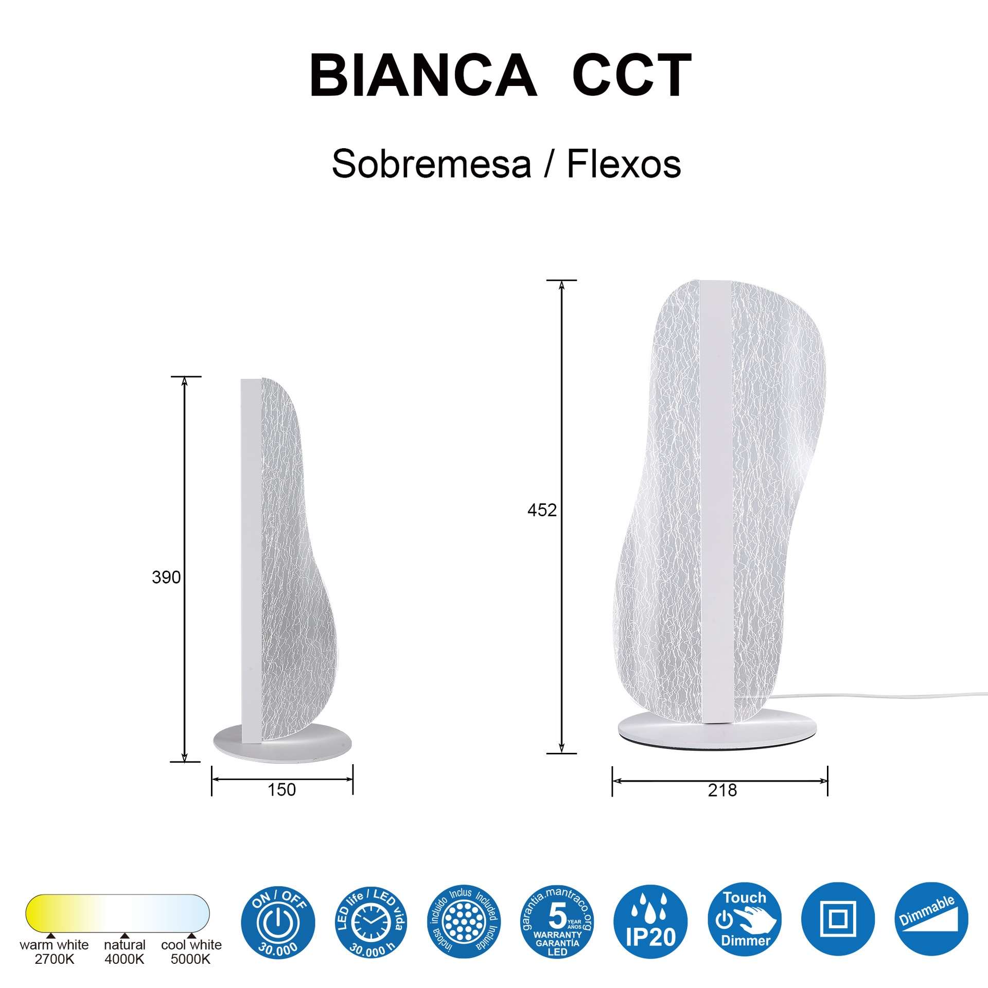 Lampada da tavolo BIANCA CCT led 12W - immagine 5