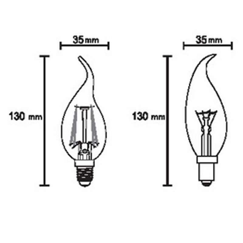 BOX 10PZ Lampadina fiamma Led E14 4W 2700K - immagine 3