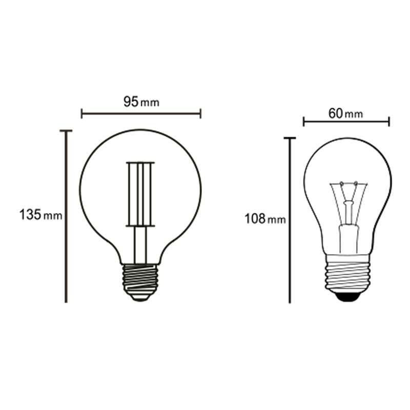 BOX 10PZ Lampadina G95 Led E27 8W 2200k dimmer - immagine 3