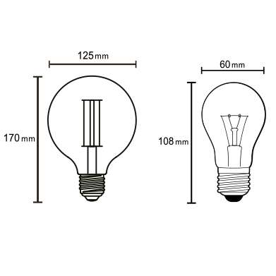 BOX 10PZ Lampadina G125 Led E27 8W 2200k dimmer - immagine 3