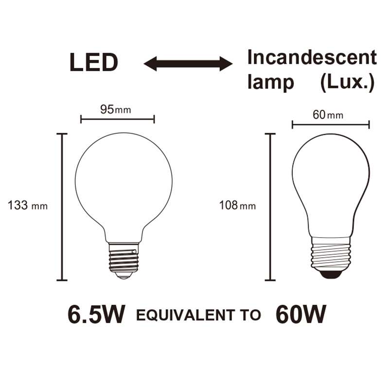 BOX 10PZ Lampadina G95 Led E27 6,5w - immagine 3