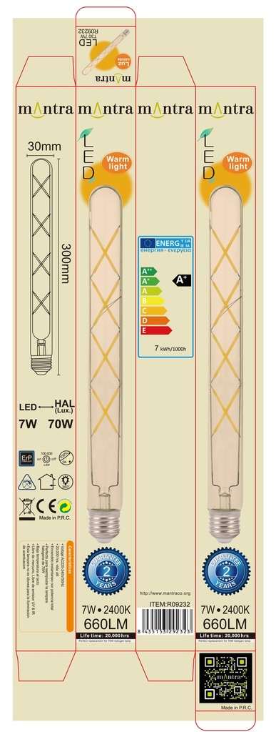 BOX 10PZ Lampadina T30 Led E27 7W 2400k - immagine 5