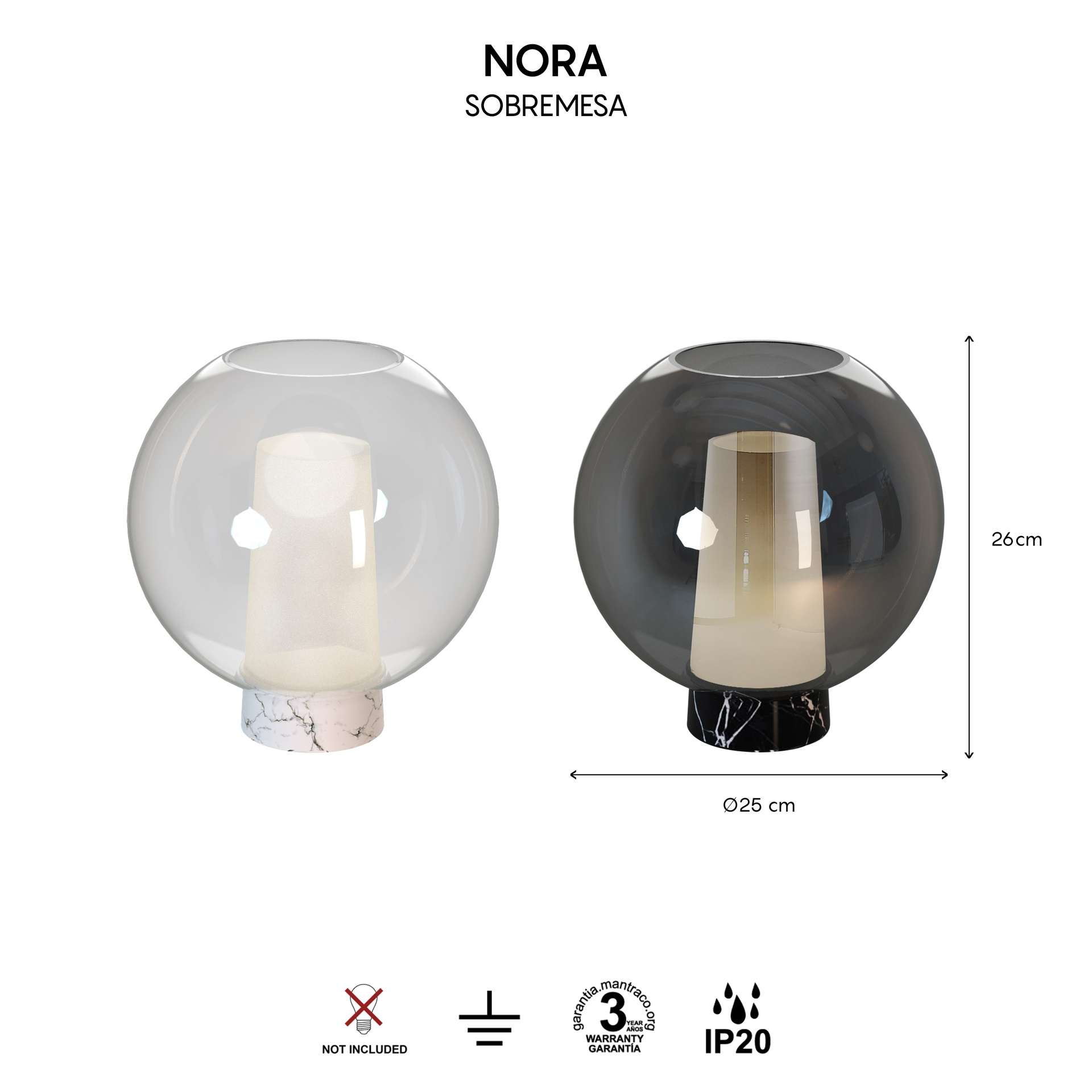 Lampada da tavolo sferica vetro NORA - immagine 7