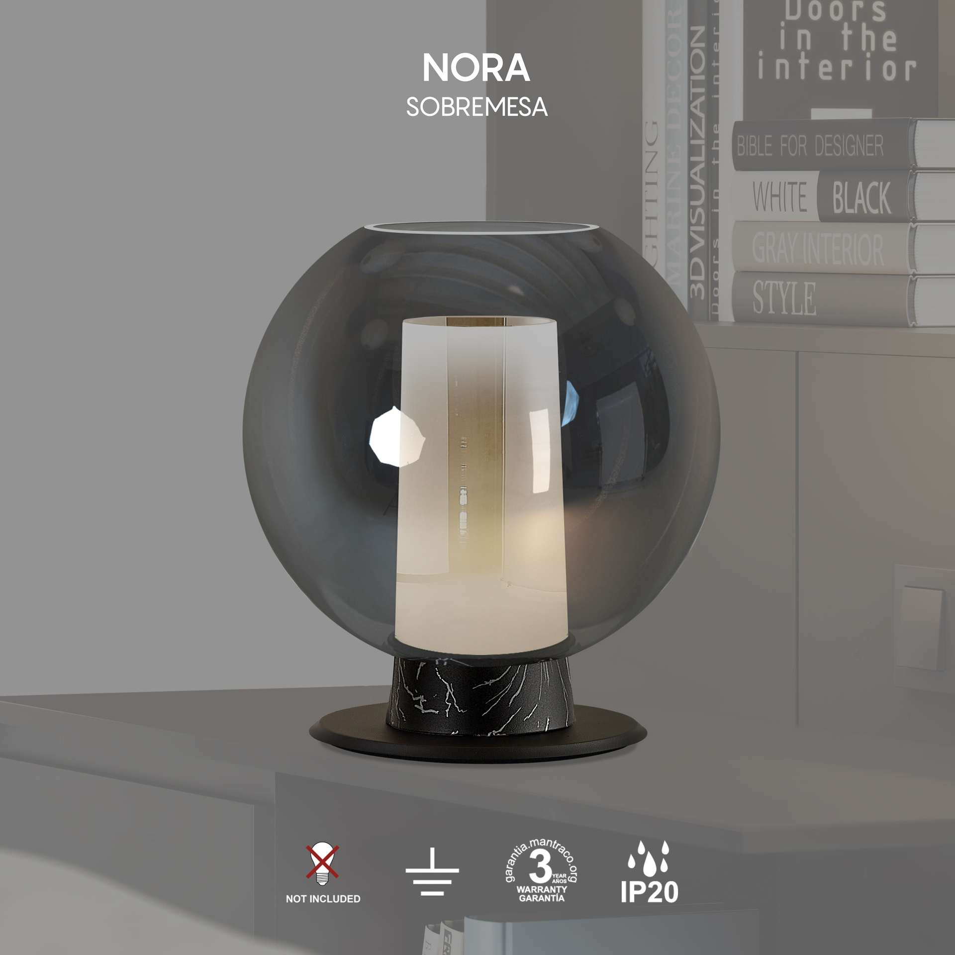 Lampada da tavolo sferica vetro NORA - immagine 4
